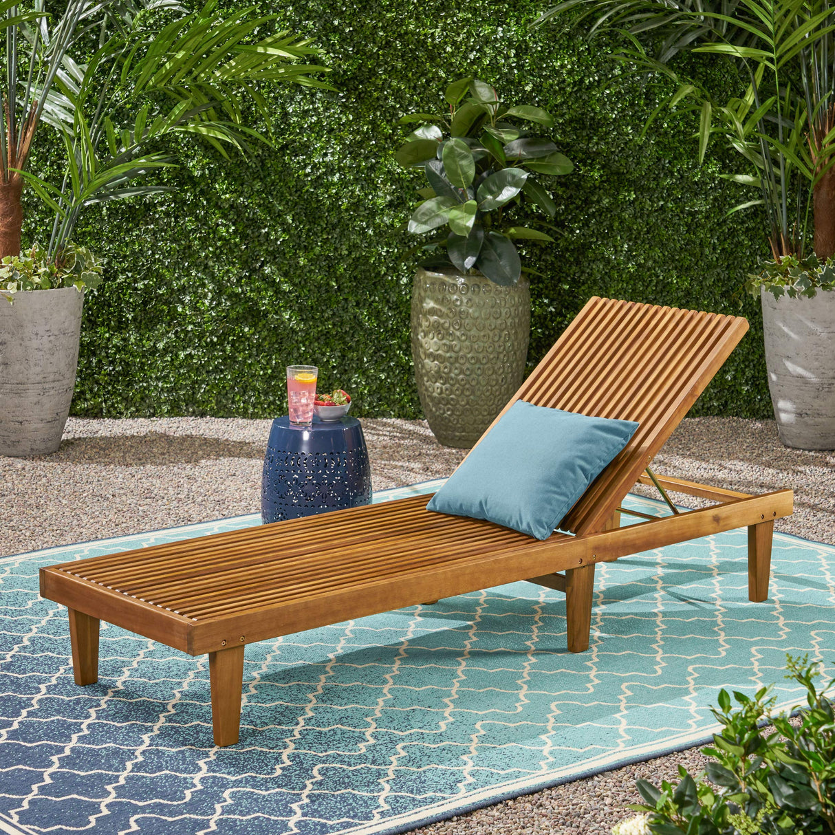 Christopher Knight Home Addisyn Outdoor Wooden Chaise Lounge, Teak Finish Christopher Knight Home
