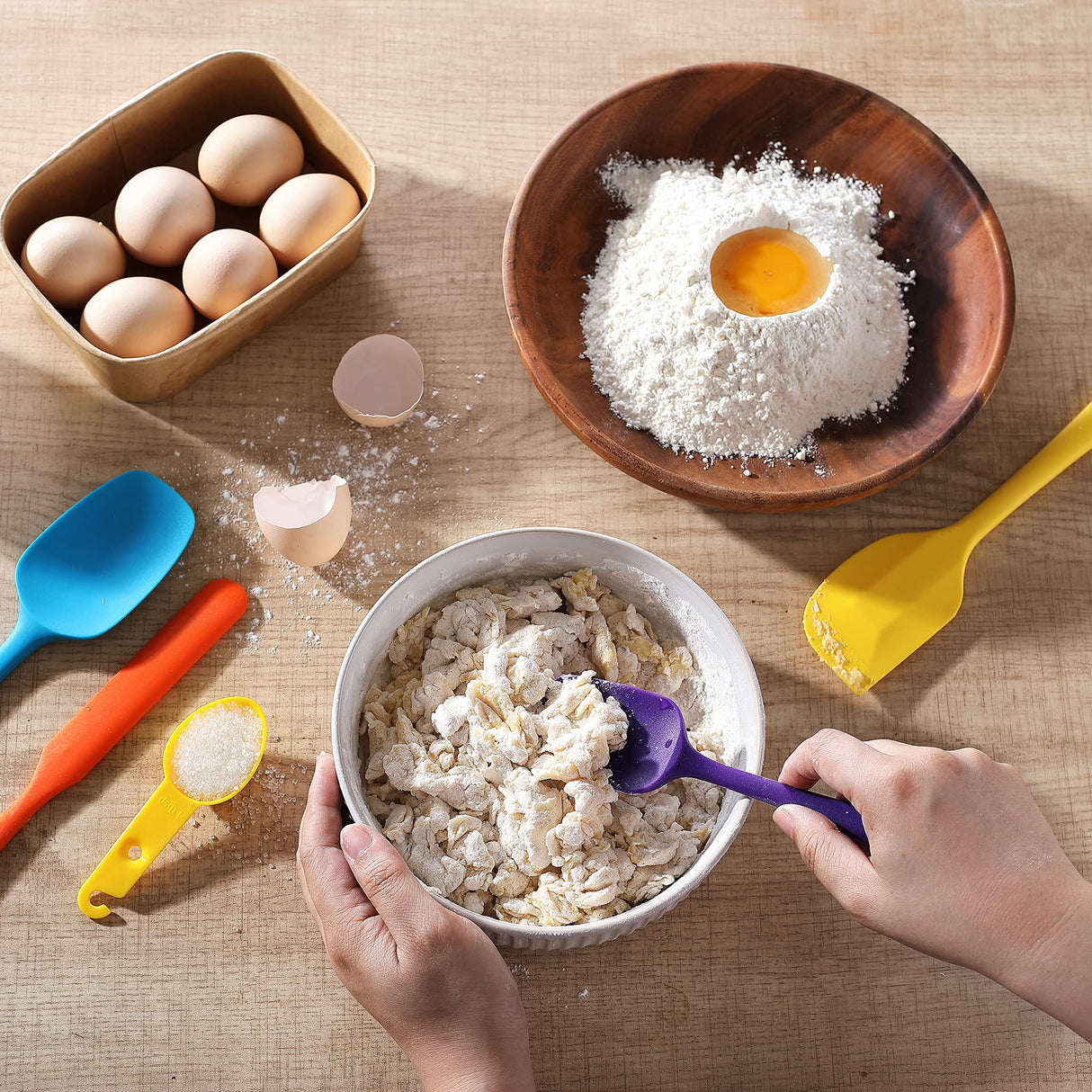 5PCS Silicone Rubber Spatula Set, VITUER Food Grade BPA-Free Spatulas for kitchen Use, Heat Resistant Spatula for Cooking & Baking, Dishwasher Safe VITUER