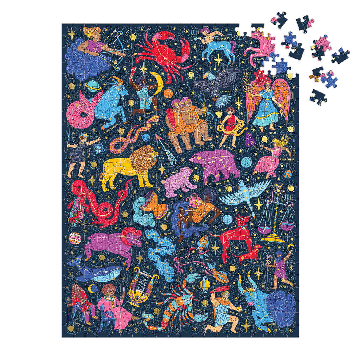 Galison Constellations 101: Stargazing – 500 Piece Book Puzzle with Beautiful Zodiac and Constellation Artwork Packaged in Magnetic Keepsake Book Sized Box Galison