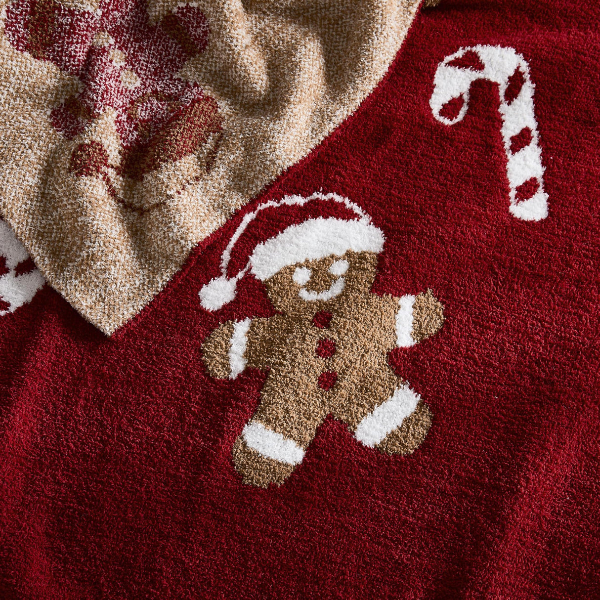 WDCOZY Christmas Throw Blanket Gingerbread Man Reversible Super Soft Knitted Blankets Couch Bed Sofa Microfiber Warm Cozy Lightweight Fluffy Fuzzy Fall Cute Blanket Winter 50x60 Inches WDCOZY