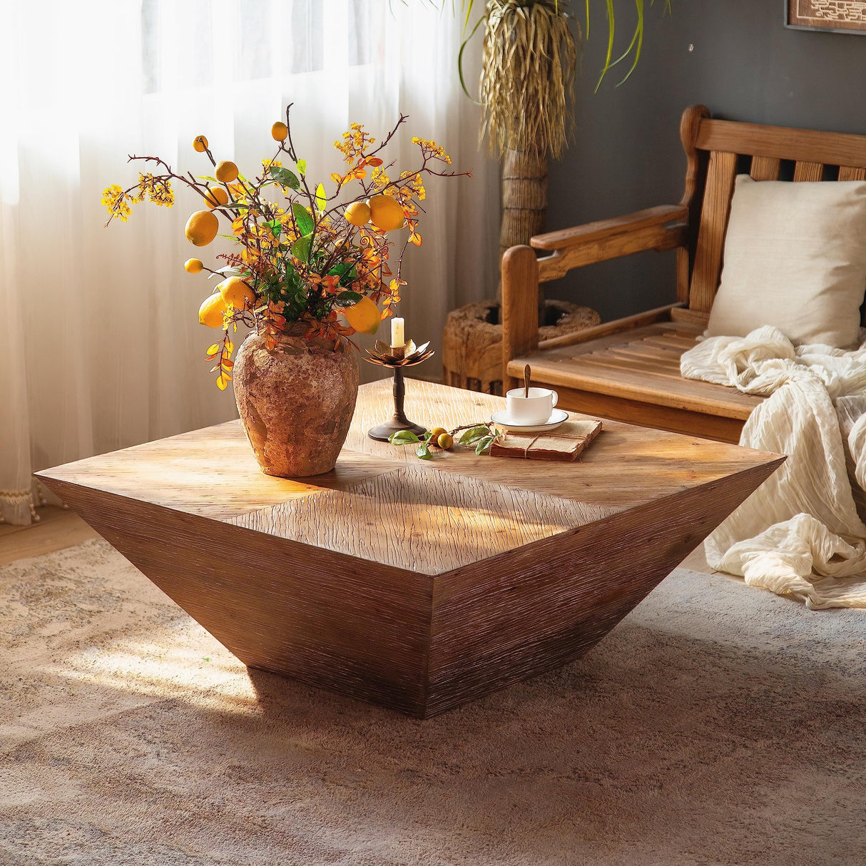 Gexpusm Square Coffee Tables for Living Room, Wood Coffee Table with Storage, Modern Table with Lift Top Farmhouse Furniture Style, 35.43 * 35.43 * 13.78in Gexpusm