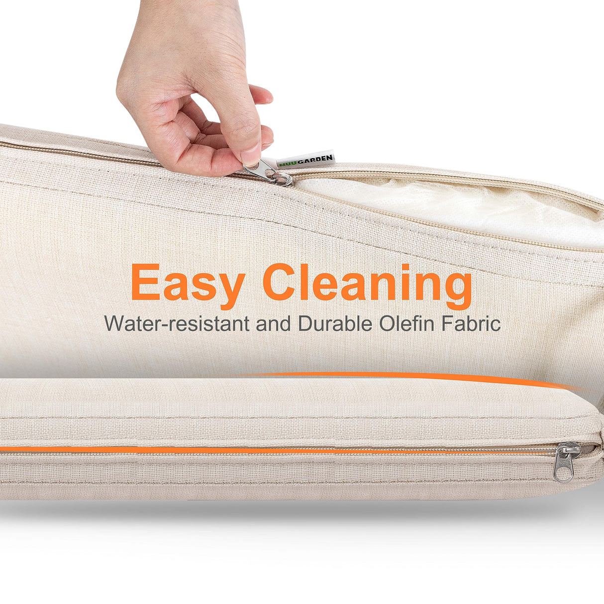 NUU GARDEN 5 Piece Outdoor Patio Dining Set with Beige Cushions, Cast Aluminum Round Dining Table with Umbrella Hole and Patio Dining Chairs for Garden, Balcony, Black with Bronze Edge NUU GARDEN