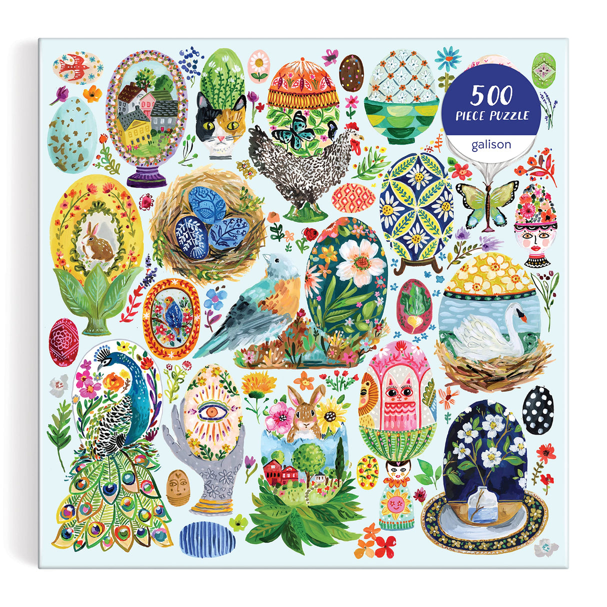 Galison Artisanal Eggs – 500 Piece Puzzle Fun and Challenging Activity with Bright and Bold Artwork of Beautifully Painted Eggs for Adults and Families Galison