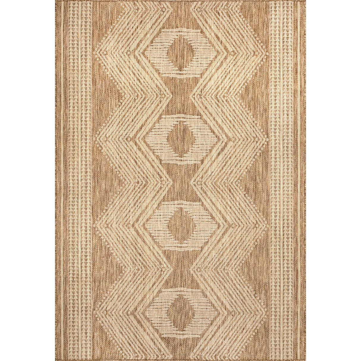 nuLOOM 4x6 Outdoor/Indoor Ranya Tribal Area Rug, Light Brown, Geometric Design, Stain Resistant, Highly Durable, For Patio, Balcony, Bedroom, Dining Room, Living Room, Bathroom nuLOOM