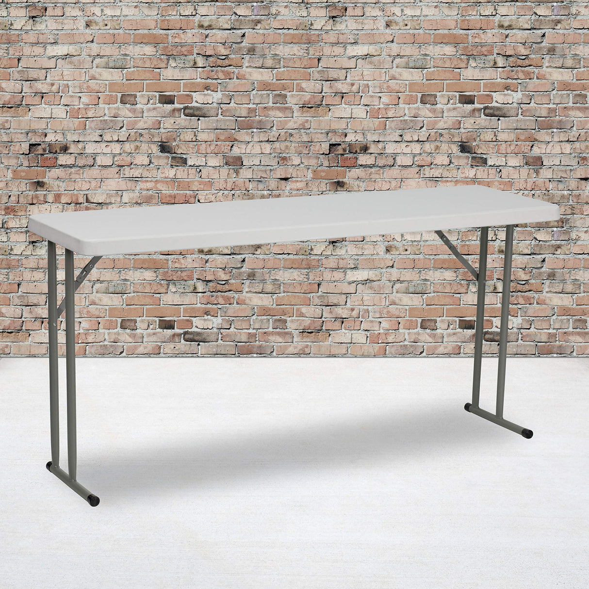 EMMA + OLIVER 5-Foot Rectangle Granite White Plastic Folding Training/Seminar Table EMMA + OLIVER
