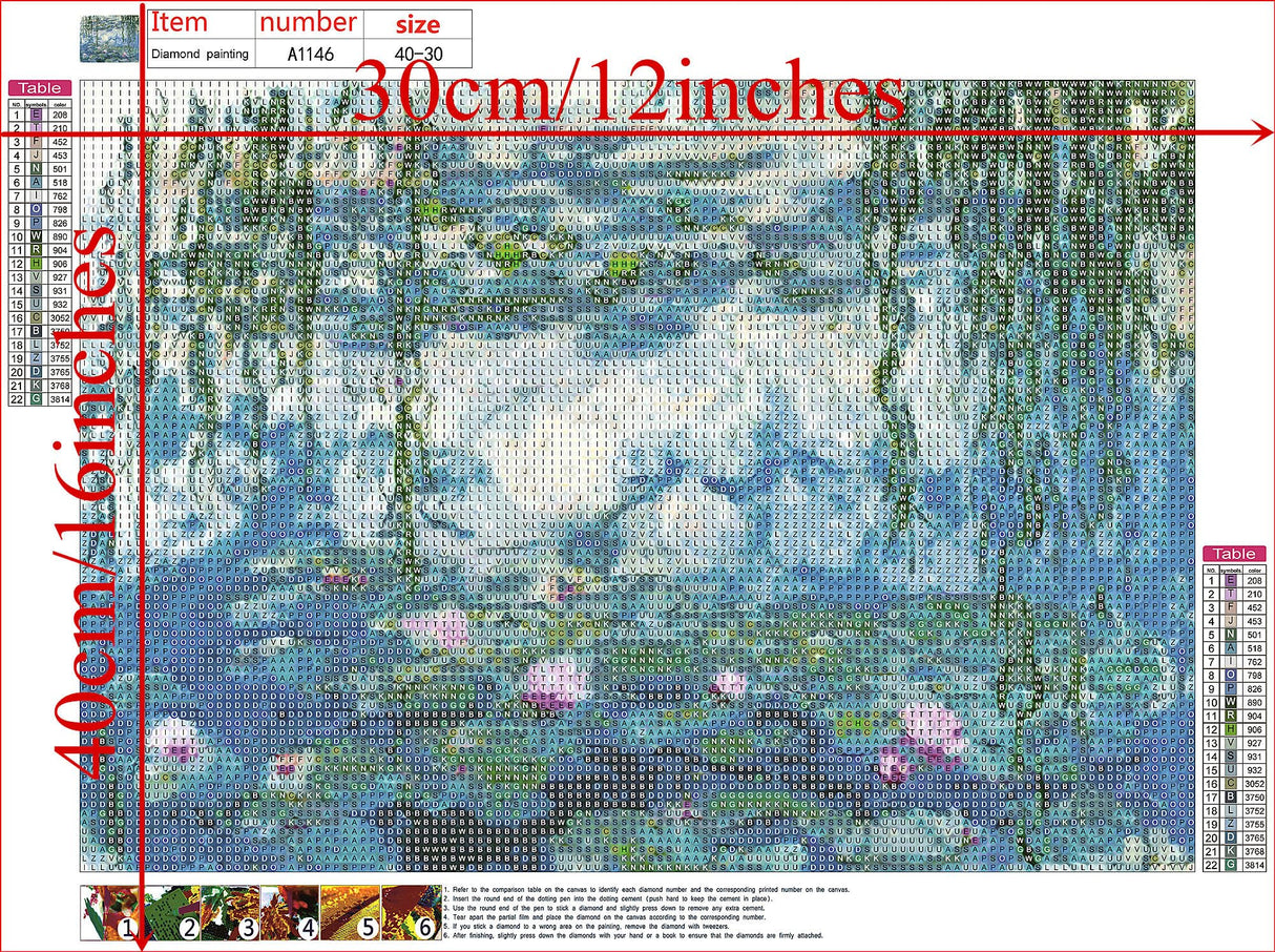 NIHO-JIUMA Diamond Painting Kits Monet's Water Lilies, 5D DIY Full Drill Diamond Art Gift for Adults, Home Decoration (30 X 40 cm / 12 X 16 inches) NIHO-JIUMA