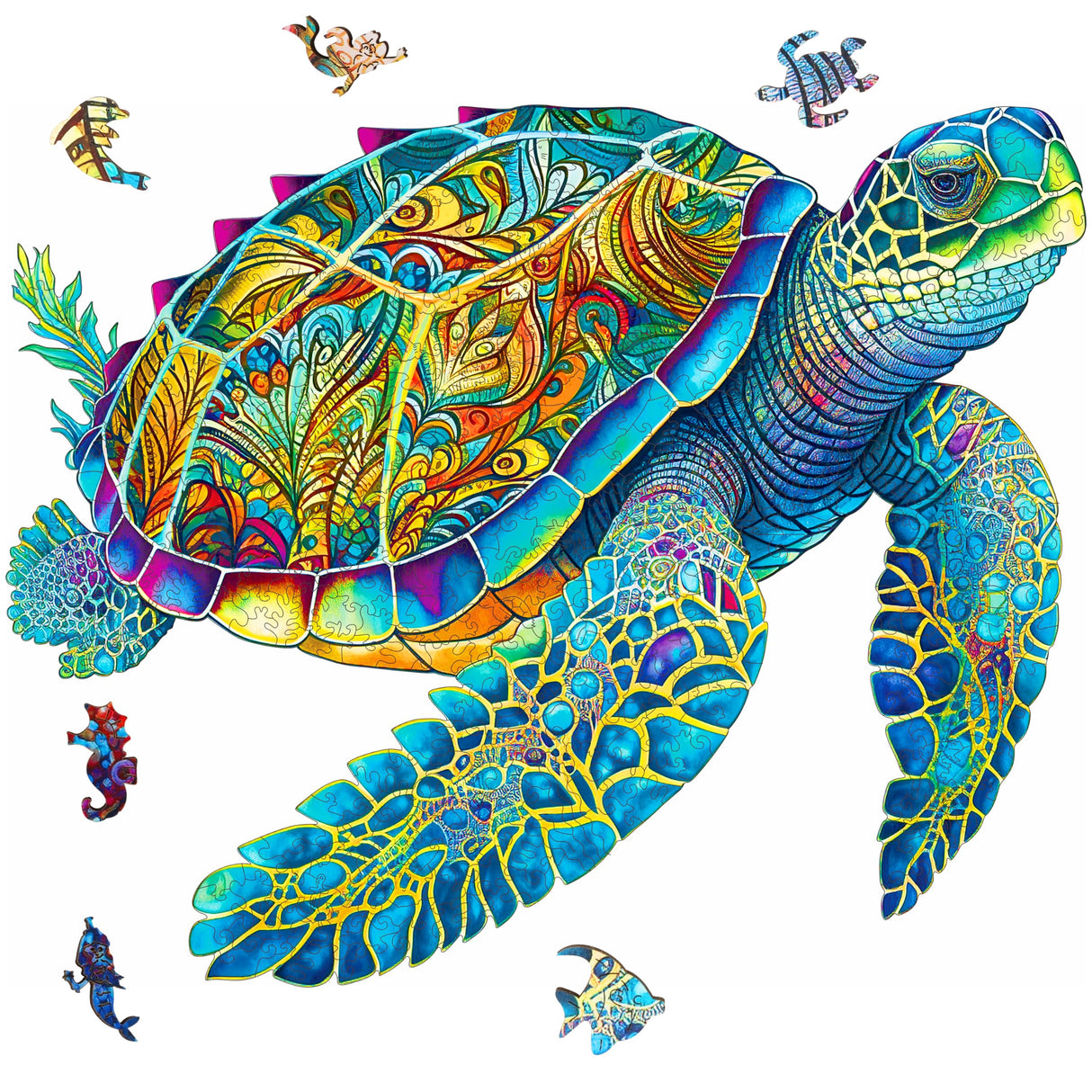 MYS Aurora Wooden Puzzles, Sea Turtle Jigsaw Puzzles 200 Pieces, Unique Shaped Wooden Puzzle for Adults and Kids, Birthday Gift Family Game 9.2 x 11.2 Inch Mys Aurora