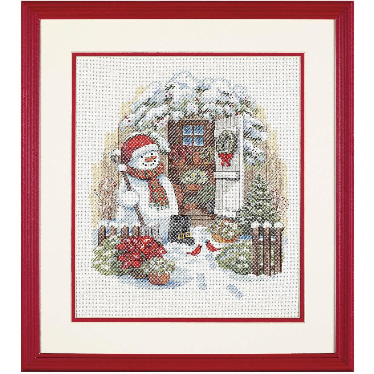 Dimensions Counted Cross Stitch Kit 'Garden Shed Snowman' 14 Count White Aida, 12'' x 14'' Dimensions