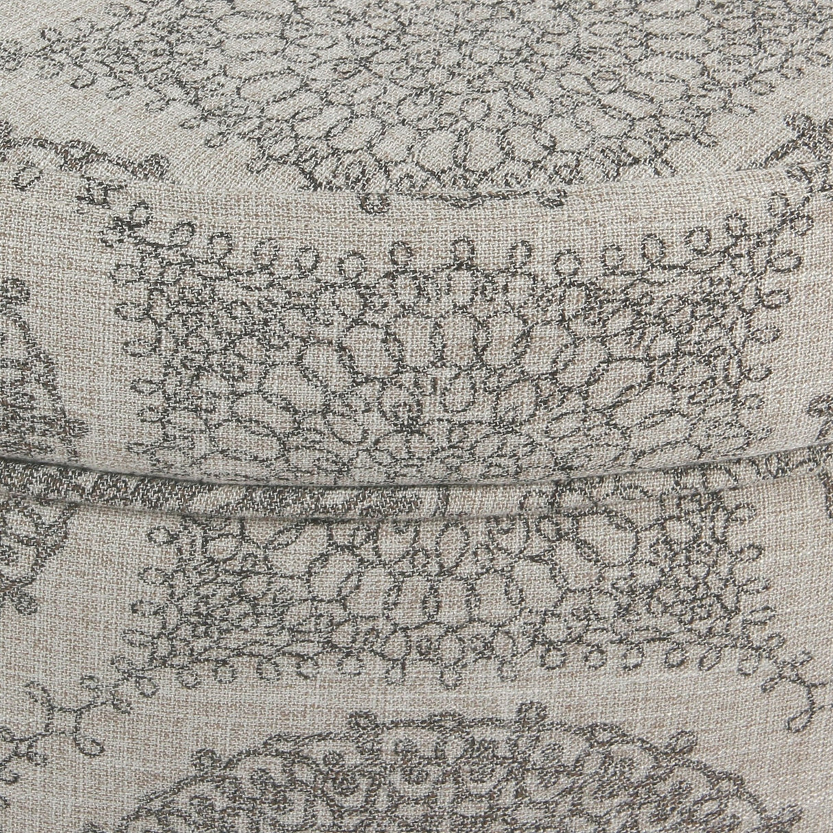 Homepop Home Decor | Upholstered Round Storage Ottoman | Ottoman with Storage for Living Room & Bedroom (Grey Medallion) 24.0 In. X 24.0 In. X 17.0 In. HomePop