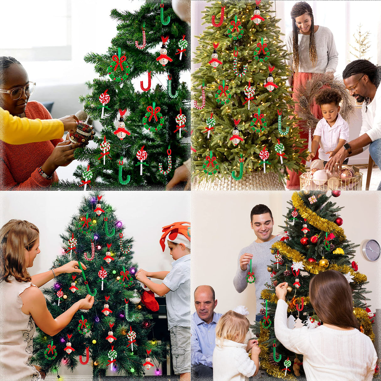 40PCS Christmas Crafts for Kids Beaded Ornament Kit - Including 10 PCS Snowman,12 PCS Wreath,8PCS Candy Cane,10PCS Lollipop, Xmas Holiday Party Tree Favor Decorations luck sea