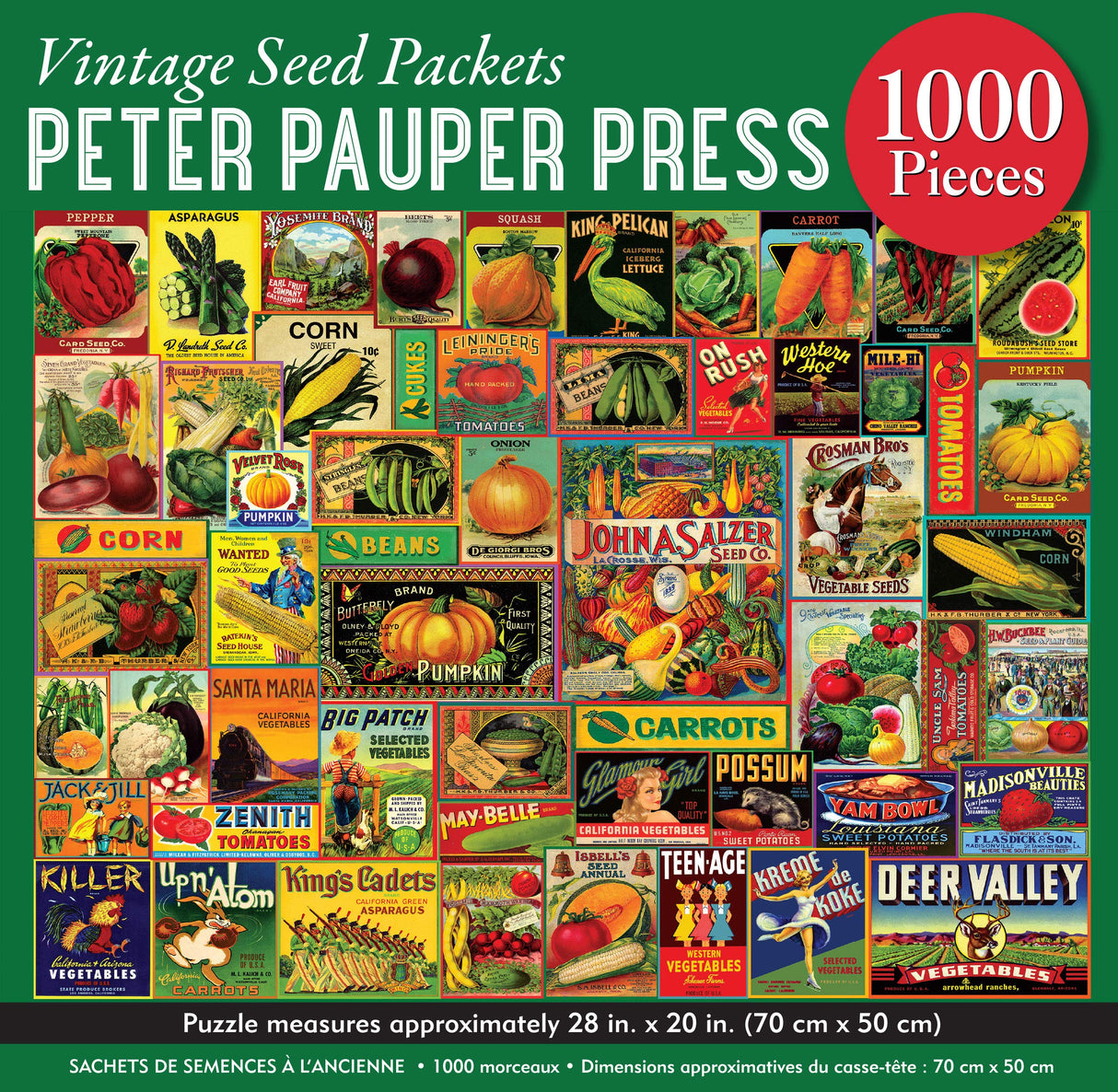 PETER PAUPER PRESS Vintage Seed Packets 1000 Piece Jigsaw Puzzle PETER PAUPER PRESS