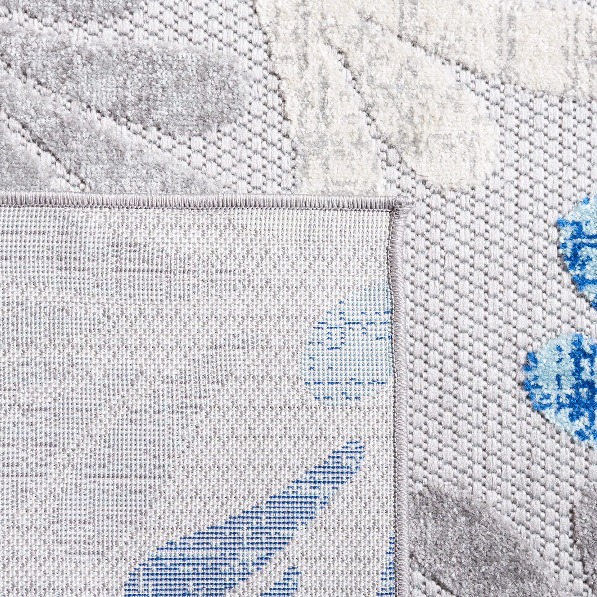 SAFAVIEH Washable Rug Outdoor Cabana Collection - 9' x 12', Grey & Blue, Non-Shedding & Easy to Clean, Ideal for Patio, Backyard, Mudroom (CBN800F) SAFAVIEH