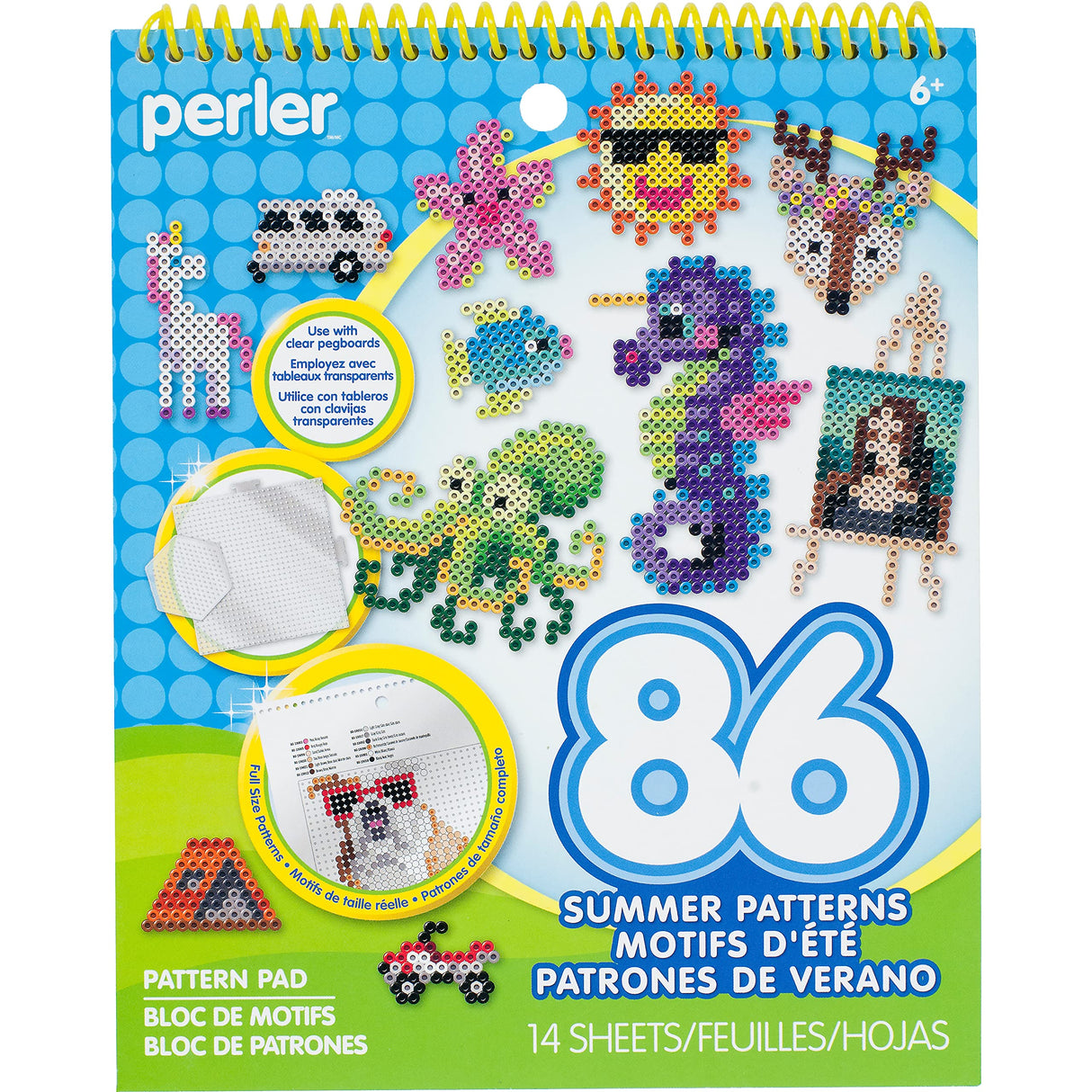 Perler Instruction Pad for Fuse Beads, 86 Patterns, Summertime Fun Piece, Small Perler
