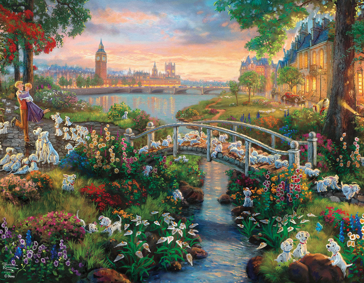 Ceaco - 4 in 1 Multipack - Thomas Kinkade - Disney Dreams Collection - Donald & Daisy Duck, 101 Dalmatians, Mickey, Minnie, & Pluto, & The Little Mermaid - (4) 500 Piece Jigsaw Puzzles Ceaco