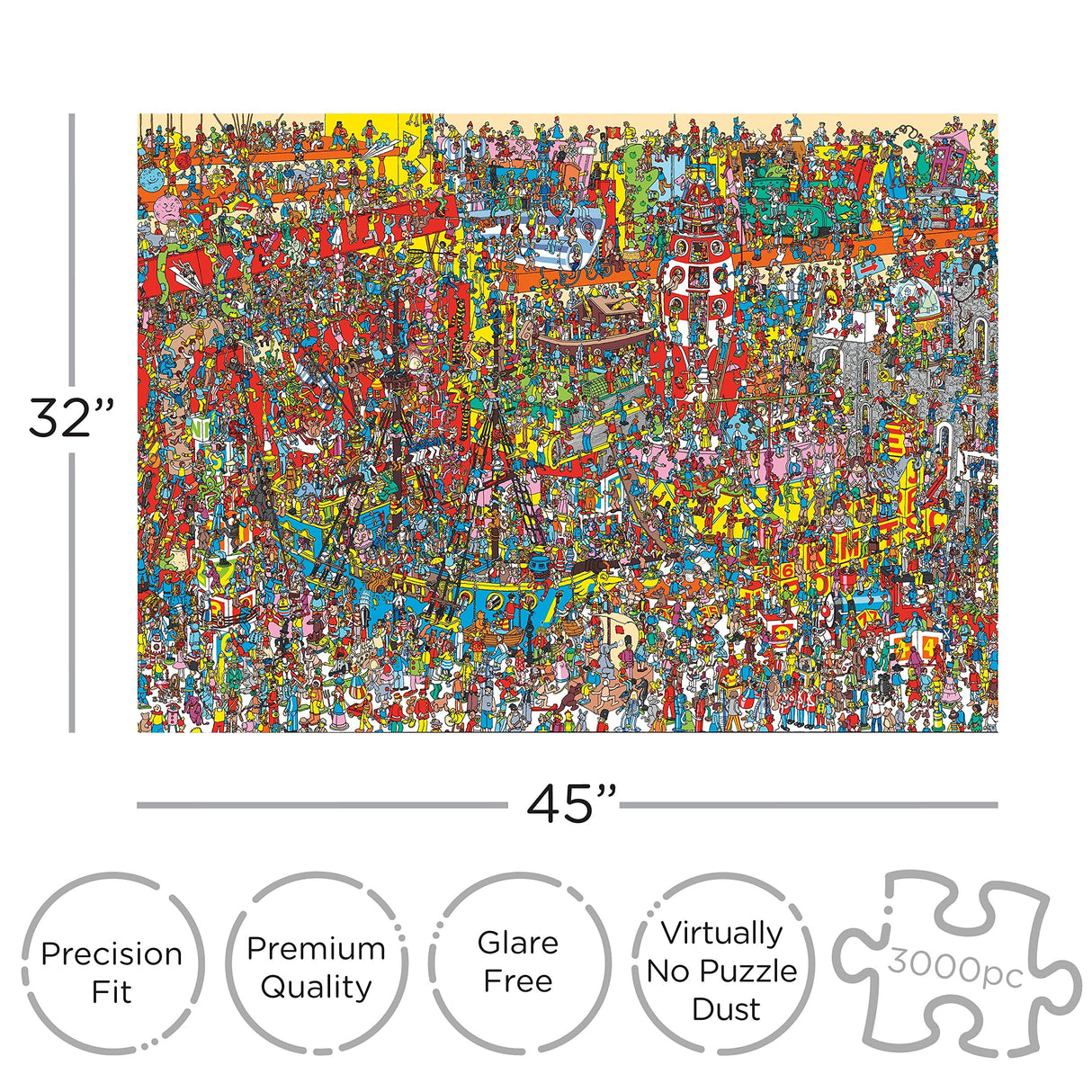 Aquarius Where's Waldo (3000 Piece Jigsaw Puzzle) - Officially Licensed Where's Waldo Merchandise & Collectibles - Glare Free - Precision Fit - 32 x 45 Inches AQUARIUS