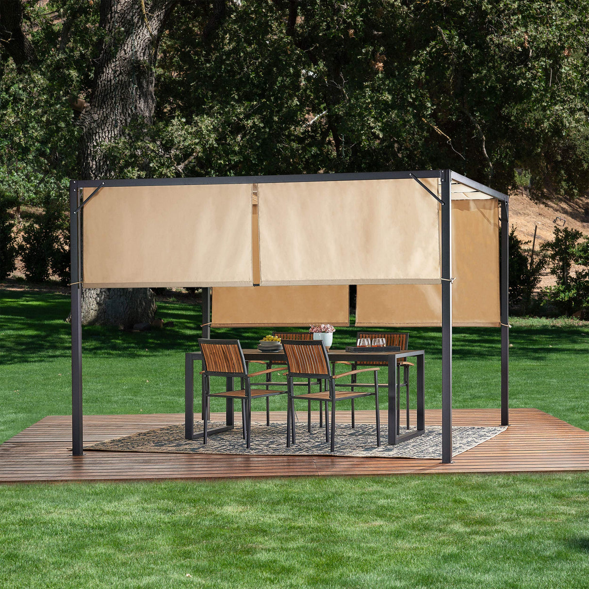 Christopher Knight Home Wendy Outdoor Steel Framed 10' Gazebo, Beige/Black Christopher Knight Home