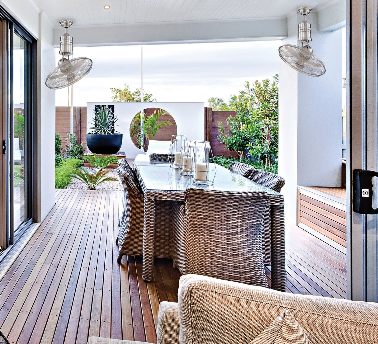 Craftmade BW321AG3 Bellows III Dual Mount 21" Outdoor Reversible Oscillating Ceiling Fan with Wall & Remote Control, 3 Blades with Safety Cage, Aged Bronze Textured Craftmade