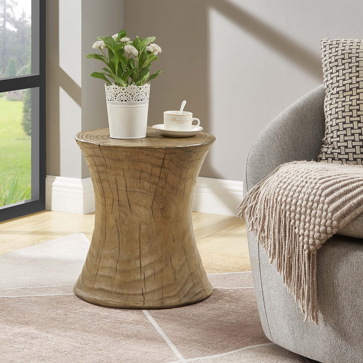 Ball & Cast End Faux Wood Stump Table, Natural Ball & Cast