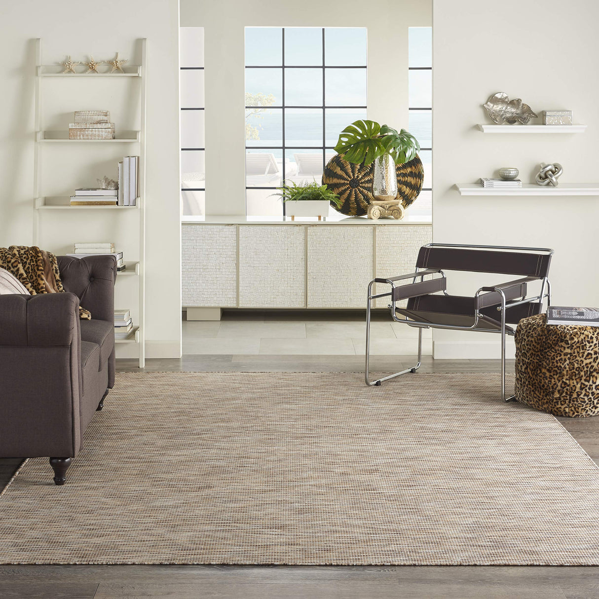 Nourison Positano Indoor-Outdoor Beige 8' x 10' Area Rug, Easy Cleaning, Non Shedding, Bed Room, Living Room, Dining Room, Backyard, Deck, Patio (8x10) Nourison