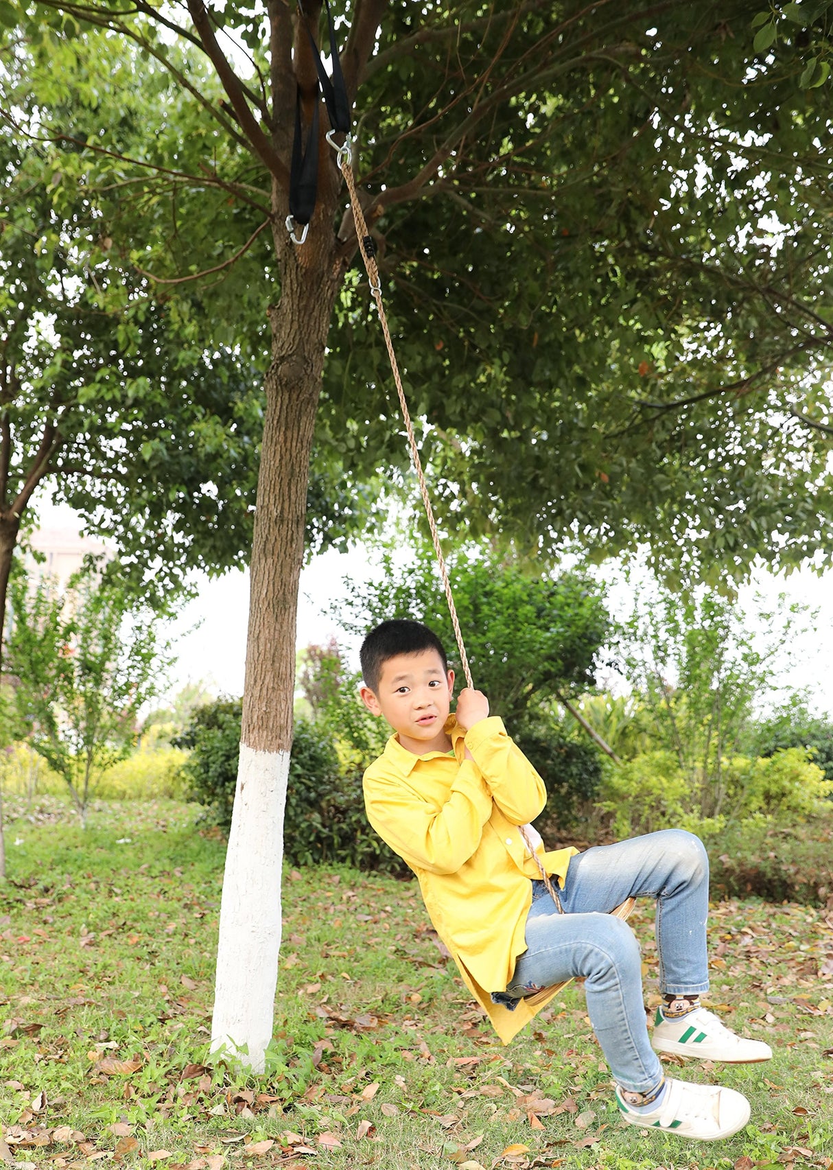 PLAYBERG Wooden Round Disc Plate Swing Seat with Hanging Rope PLAYBERG