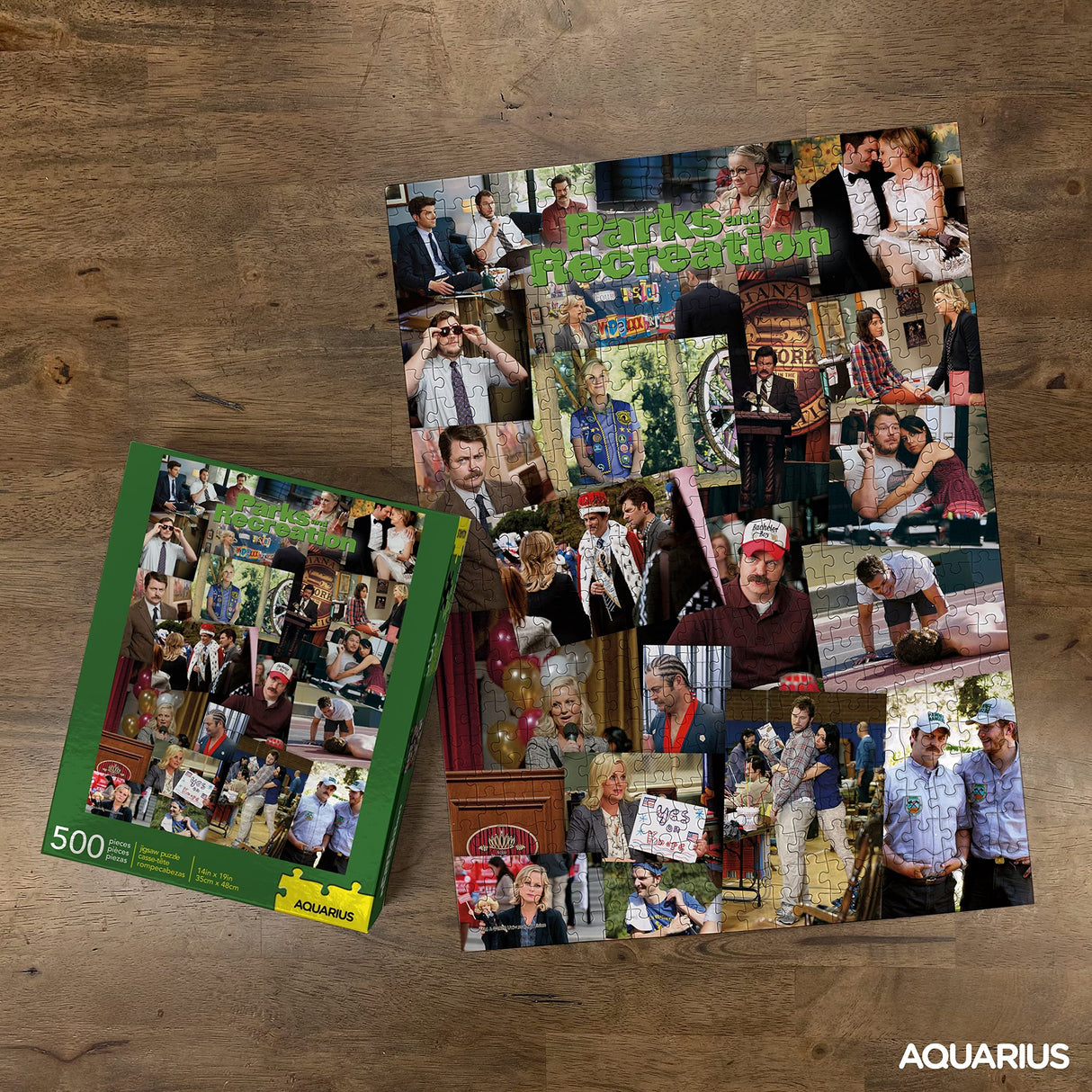 AQUARIUS Parks & Rec Collage Puzzle (500 Piece Jigsaw Puzzle) - Glare Free - Precision Fit - Officially Licensed Parks & Rec Merchandise & Collectibles - 14 x 19 Inches AQUARIUS