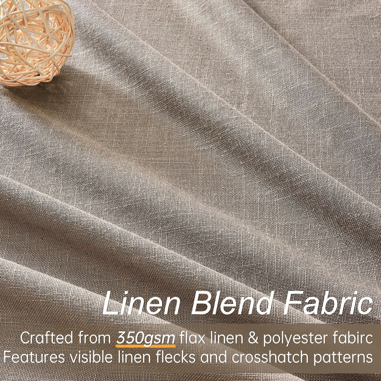 Topfinel Extra Long Total Blackout Linen Curtains 120 Inches Long for Living Room Large Window with Hooks Rings, Pinch Pleated Cold Blocking Acoustic Heavy Taupe Track Curtains 2 Panels 10 FT Topfinel