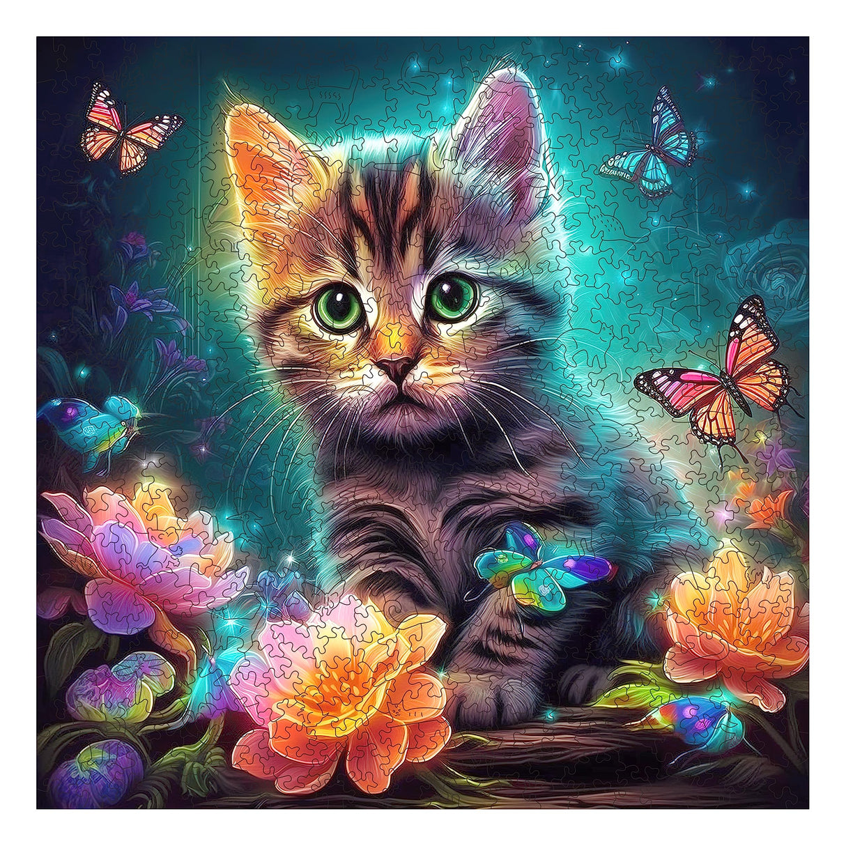 Mys Aurora Wooden Puzzles, Kitten in Dream Wooden Jigsaw Puzzles 500 Piece, Unique Luxurious Shaped Wood Puzzle for Adults and Kids, Best Gift for Birthday 11.2 x 11.2 Inch Mys Aurora