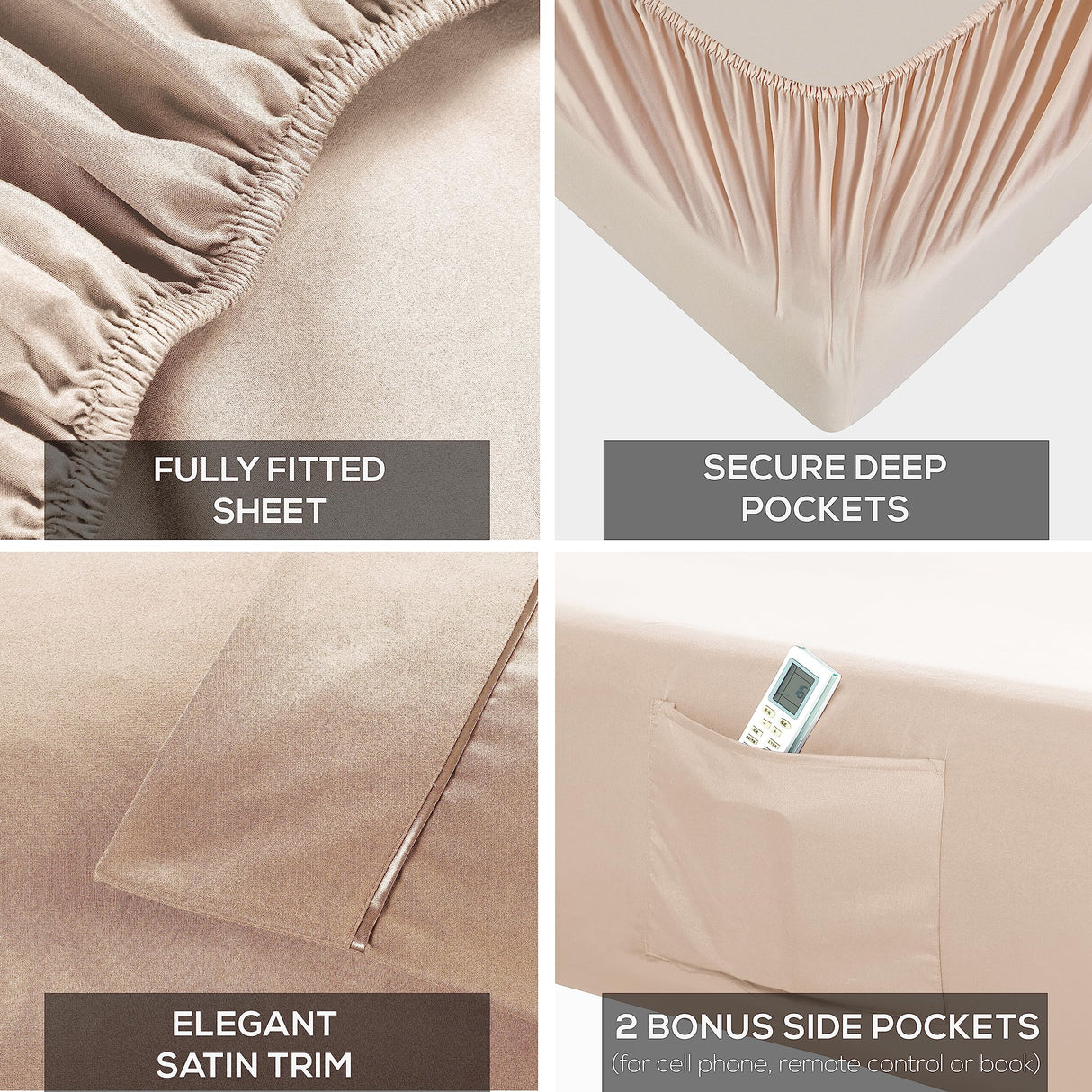 Mueller Luxury 6 Piece Queen Sheet Set - Ultra-Soft 1800 Series, Cooling & Breathable Hotel Quality Bed Sheets, Deep Pocket up to 16" - Hypoallergenic, Wrinkle-Resistant, Oeko-TEX, Cream Mueller