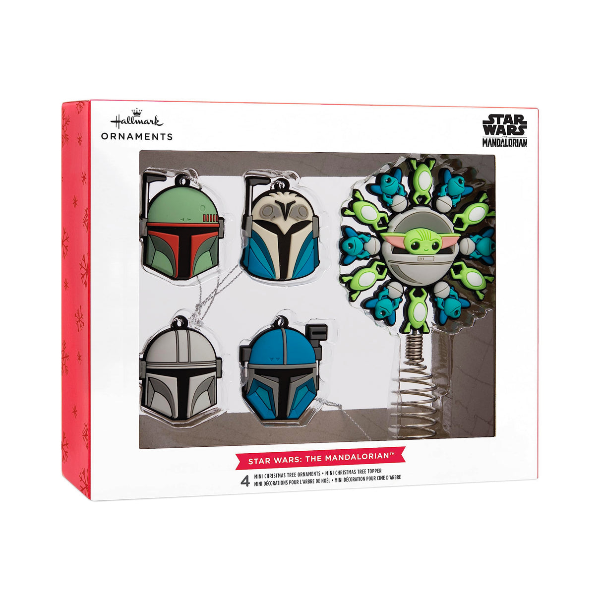 Hallmark Star Wars: The Mandalorian 5" Miniature Christmas Tree Topper and 1.7" Mini Ornaments, Set of 5 Shatterproof Ornaments, May The 4th Hallmark