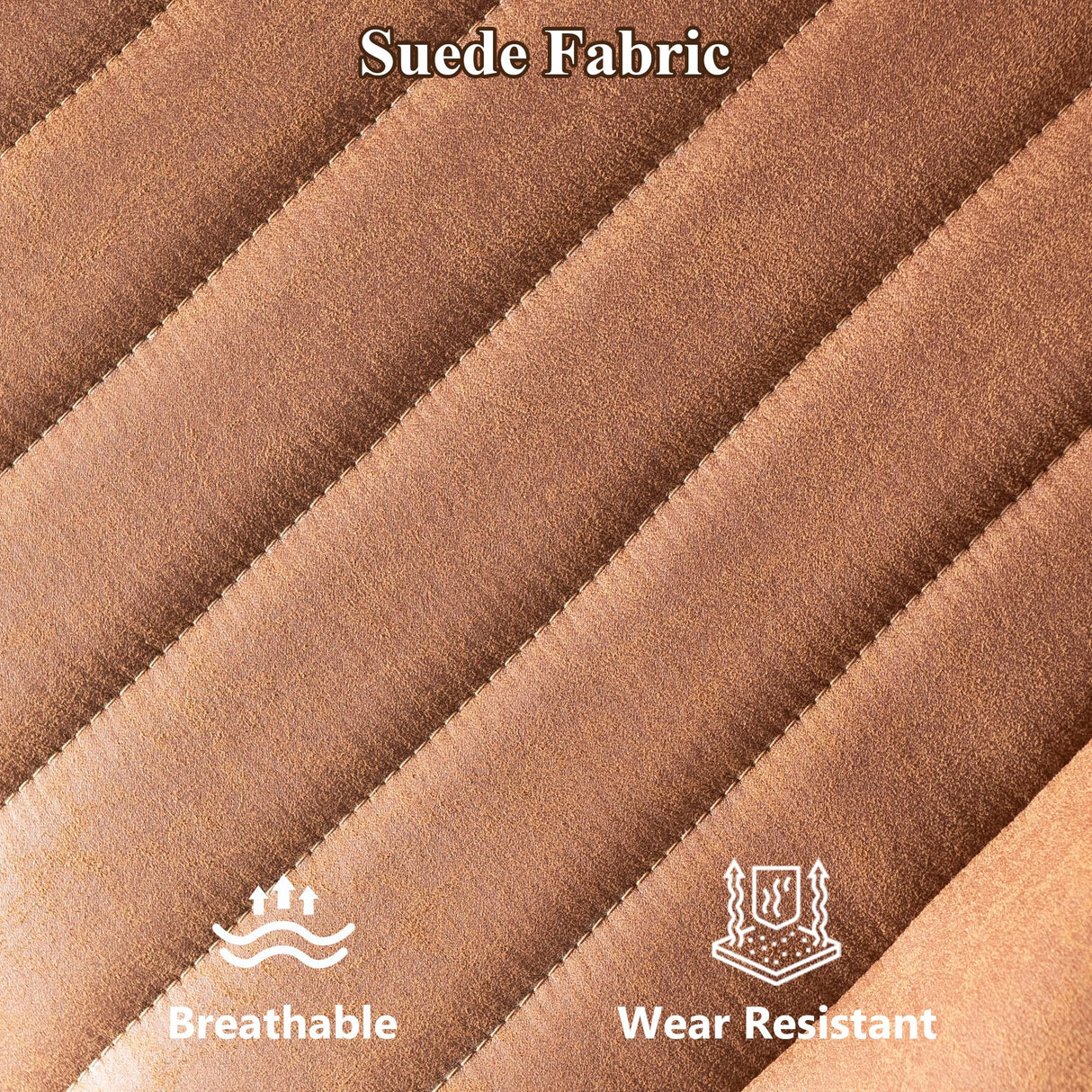 Mid Century Modren Office Chair,Mid Back Ergonomic Executive Chair with Lumbar Support, Computer Desk Swivel Task Chair with Wheels, Faux Lether Suede Fabric Home Chair, Brown ALTRIGUS