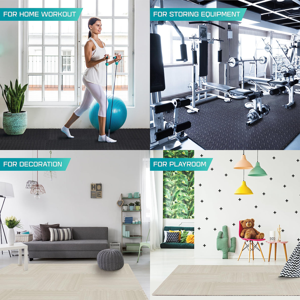 Yes4All 12SQ.FT Wood Grain Puzzle Exercise Mat Protective Flooring, EVA Interlocking Foam Floor Tiles with Border for Home Yes4All