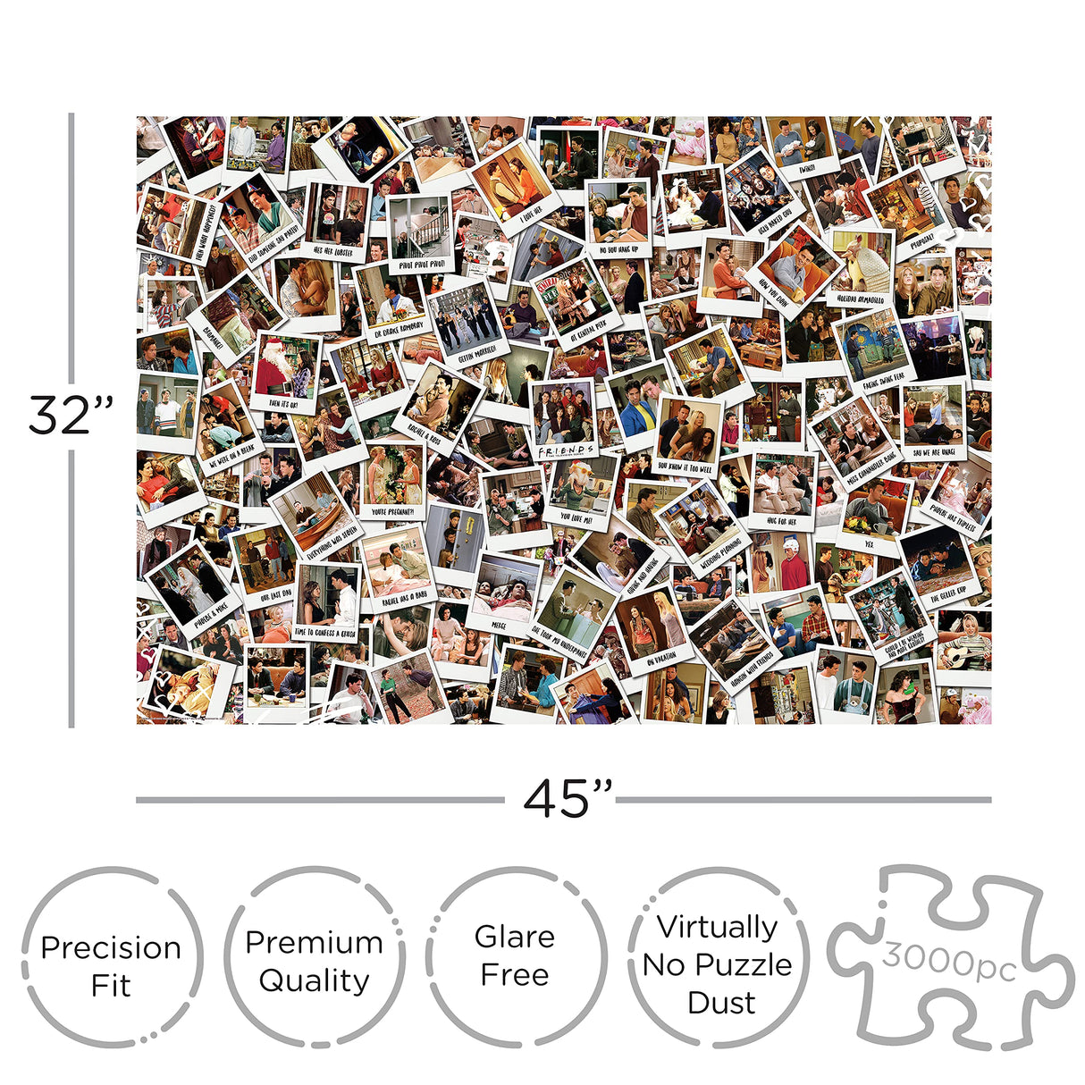 AQUARIUS Friends Puzzle (3000 Piece Jigsaw Puzzle) - Officially Licensed Friends TV Show Merchandise & Collectibles - Glare Free - Precision Fit - Virtually No Puzzle Dust - 32 x 45 Inches (68523) AQUARIUS
