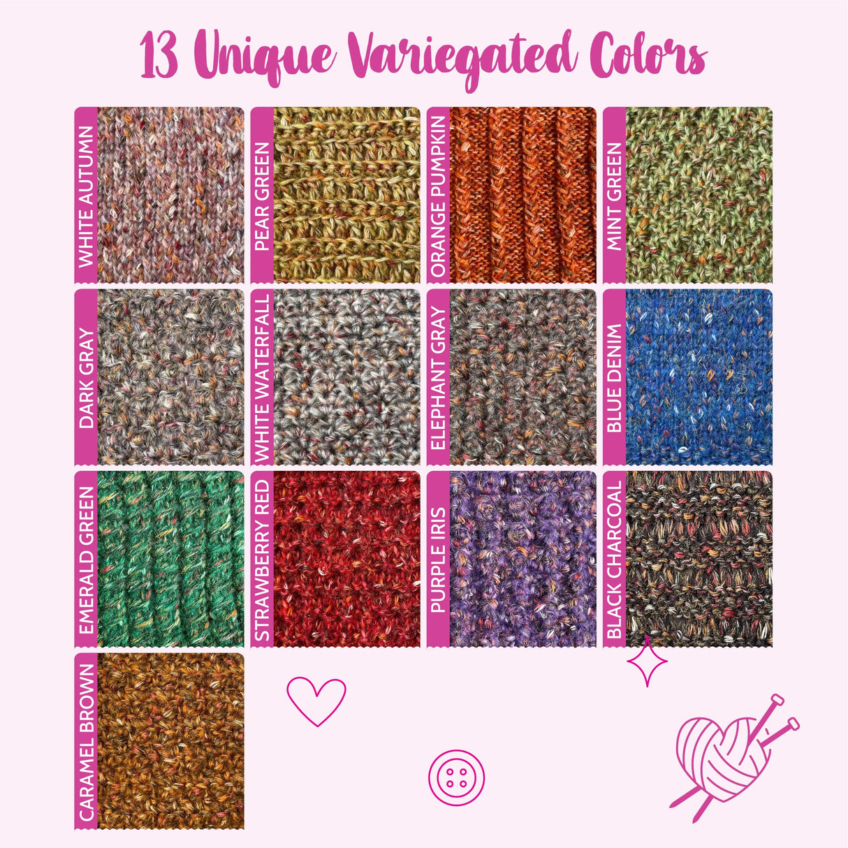 Cotton Alpaca Tweed Alpaca Yarn for Crocheting, 4 Skeins, 588Yds/200G, Free Patterns - Tweed Yarn for Knitting - 3 DK Light Worsted Weight - White Autumn KnitPal