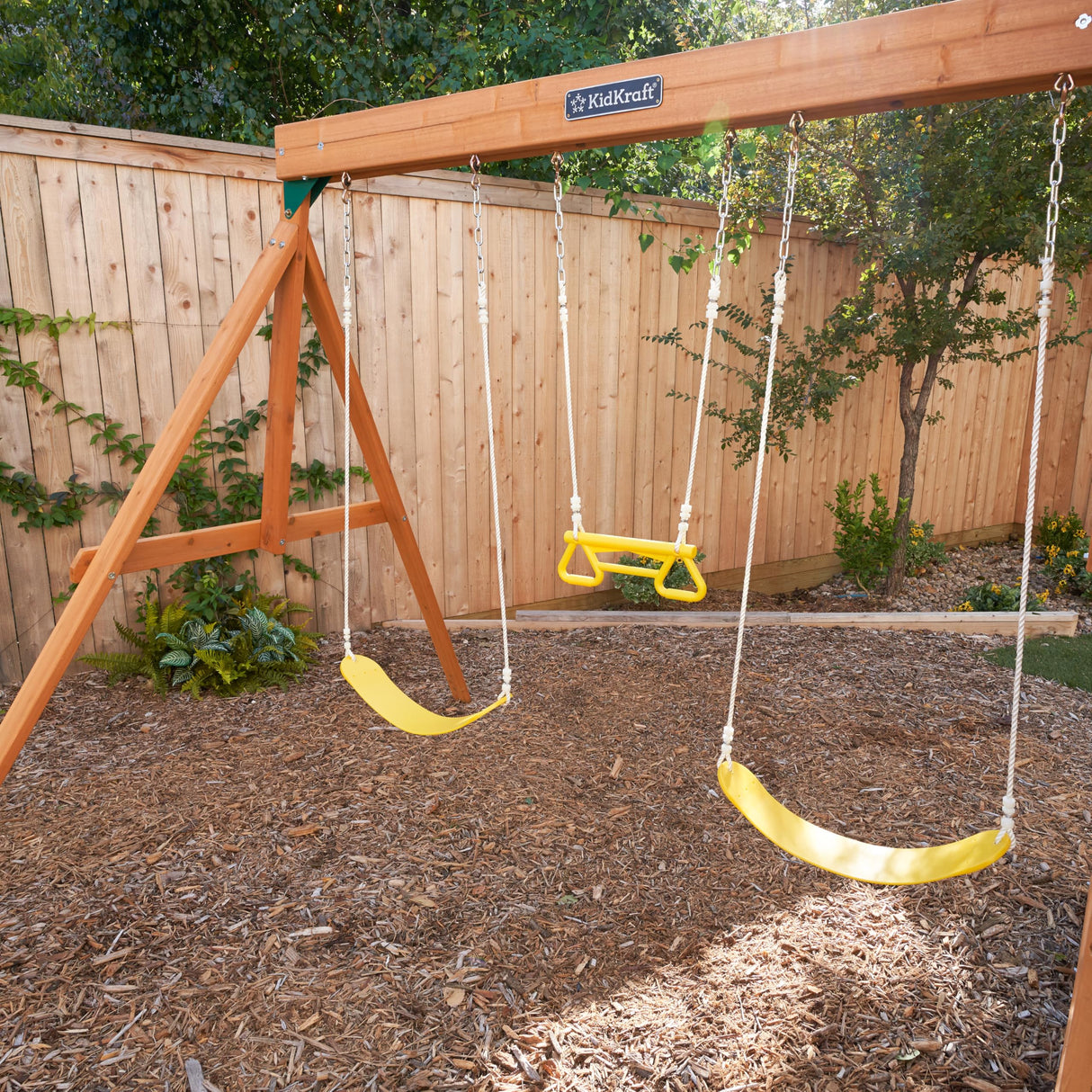 KidKraft Brightside Wooden Swing Set with Café Area and Stools KidKraft