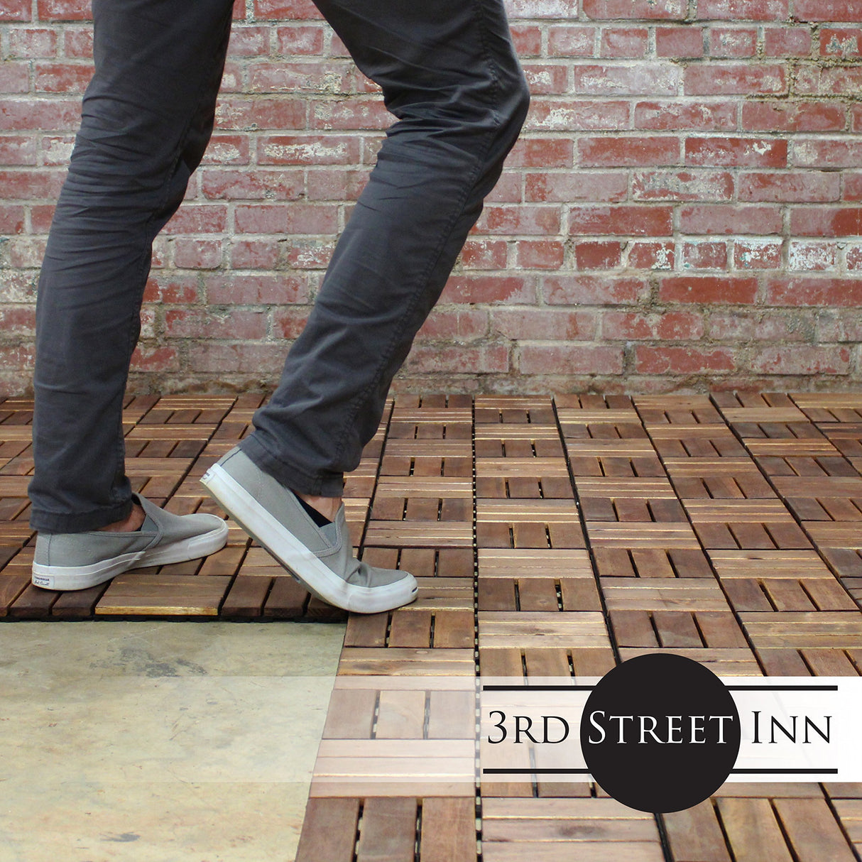 Deck Tiles - Patio Pavers - Acacia Wood Outdoor Flooring - Interlocking Patio Tiles - 12"x12" (10 Pack) - Oiled Acacia Finish - Checker Pattern Decking 3rd Street Inn