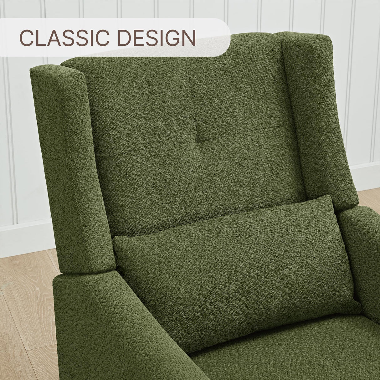KISLOT Nursery Recliner Chair Swivel Glider Upholstered Rocker Fabric Manual Reclining Chair with Wood Base for Living Room Bedroom KISLOT