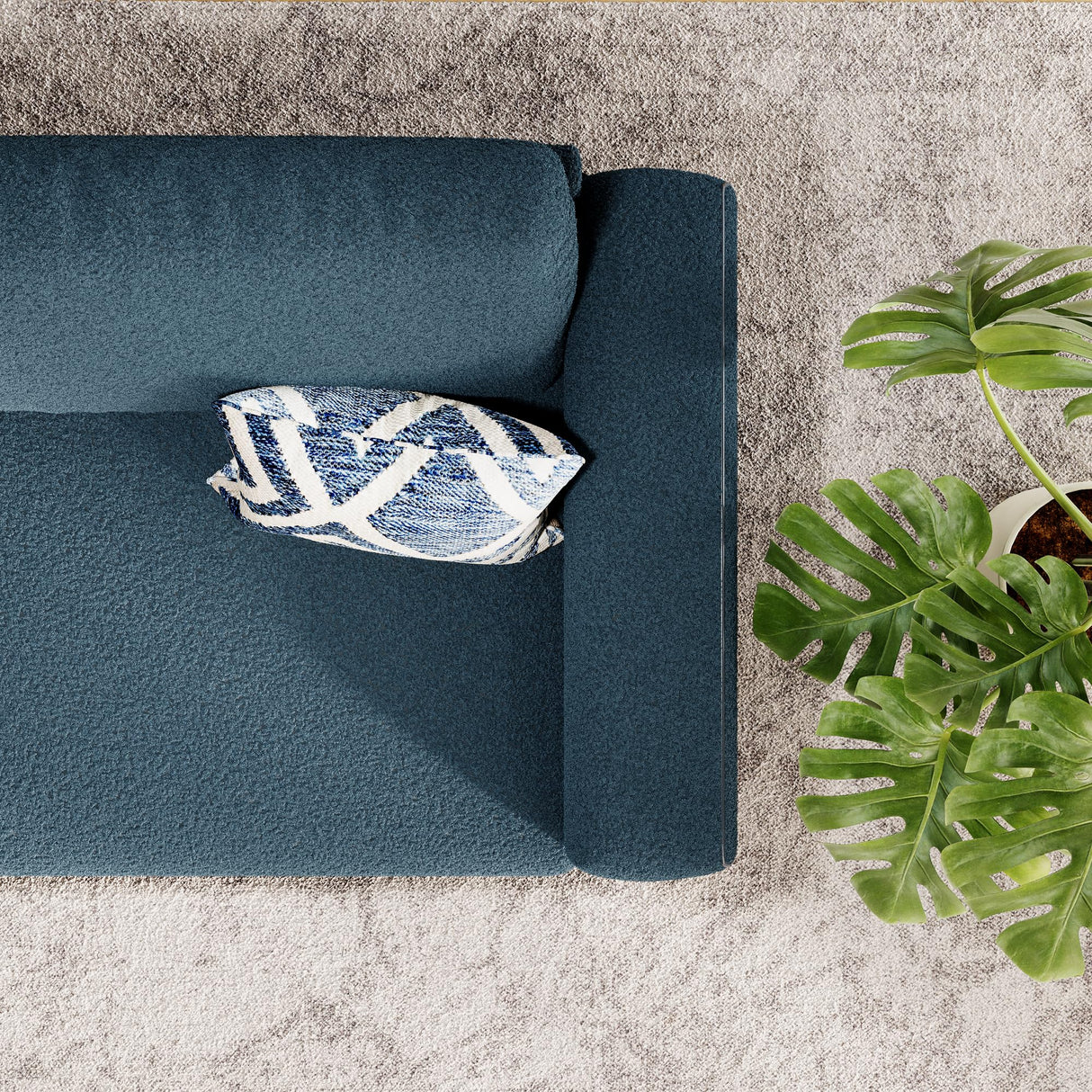 GarveeHome 84" Sofa, 3 Seater Couch for Living Room, Modern Loveseat, Boucle Sofa with Deep Seats, Wide Armrests, Wood Legs, Easy Assembly, Upholstered Comfy Sofa for Bedroom Office, Dark Blue GarveeHome