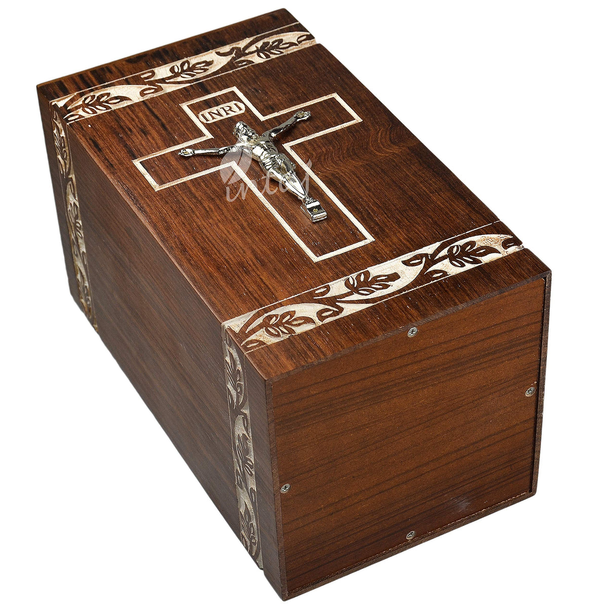INTAJ Handmade Wooden Urn for Human Ashes - Cross Cremation Urn Premium Handcrafted - Adult Funeral Urn Handmade Human Urn for Ashes (Rosewood Cross, INTAJ