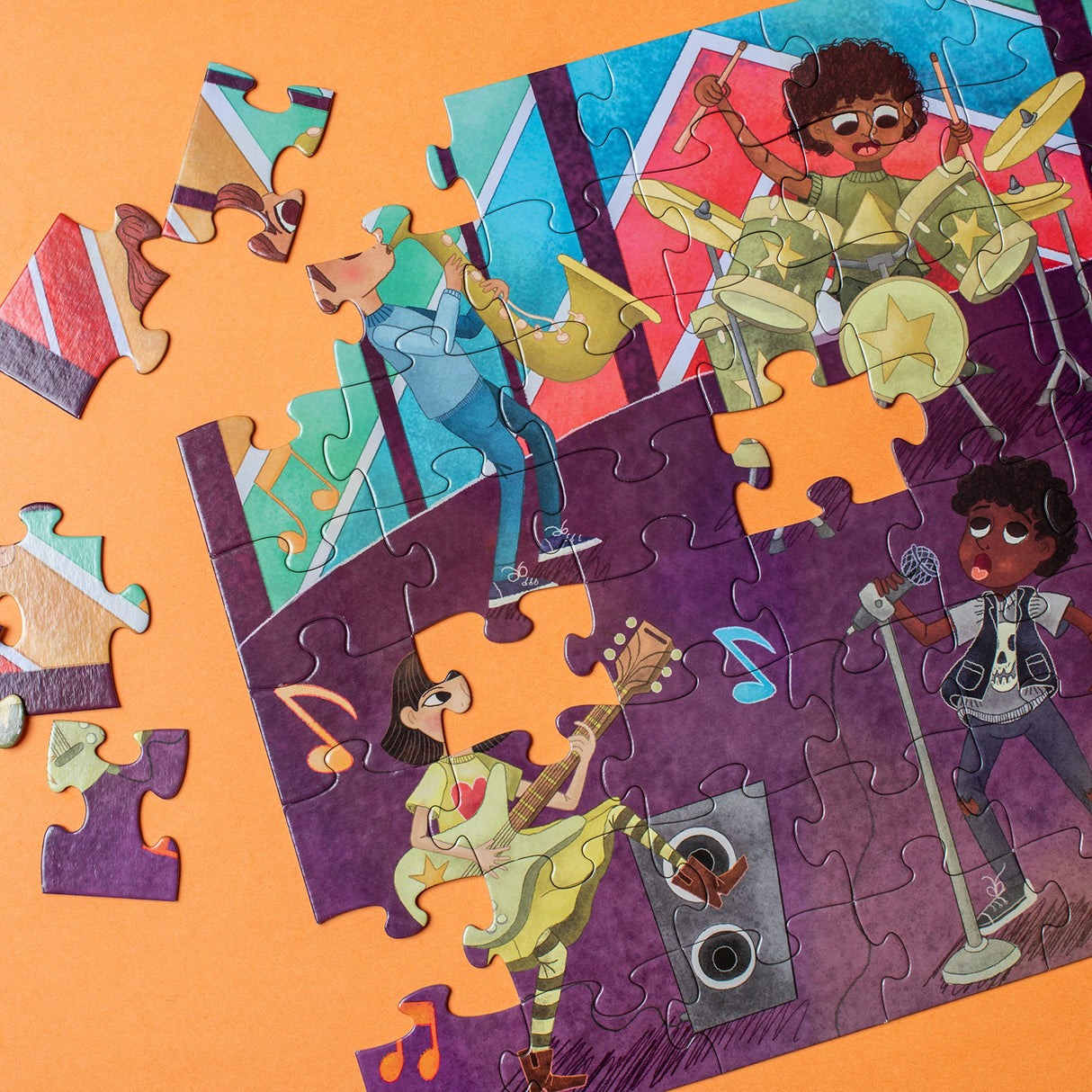 Upbounders Musical Crossroads Kids Puzzle | 72 Piece Jumbo Jigsaw Puzzles for Kids Boys Girls Ages 5-9 | Music Themed | Joyfully Diverse Multicultural Upbounders