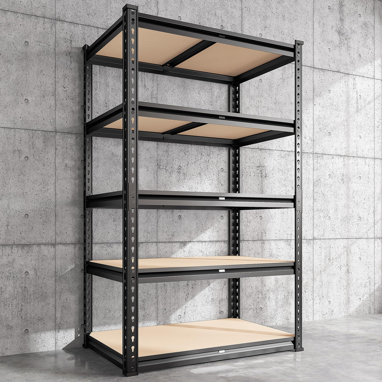 REIBII Garage Shelving 2000LBS Storage Shelves Heavy Duty Shelving 5 Tier Adjustable Metal Shelves Sturdy Storage Rack for Garage Pantry Closet Kitchen Basement 60" H x 28" W x 14" D REIBII