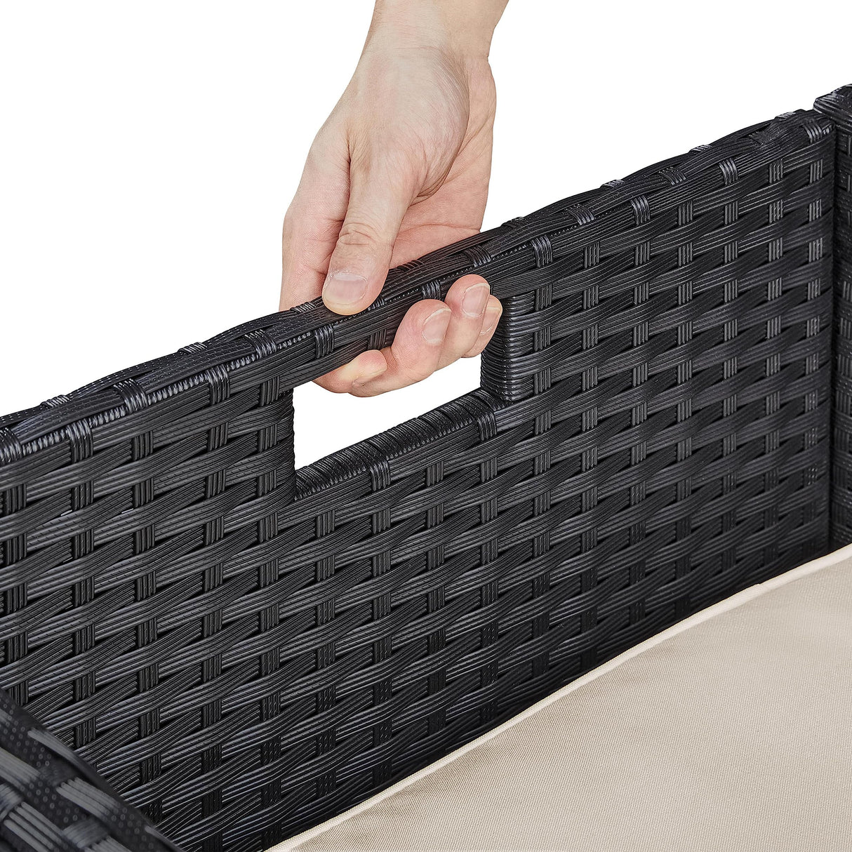 Yaheetech 9-Piece Patio Dining Sets Outdoor Space Saving Rattan Chairs with Glass Table, Wicker Patio Furniture Sets Outdoor Sectional Conversation Set with Removeable Cushions, Black Yaheetech