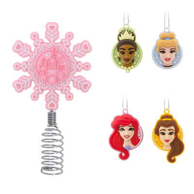 Hallmark Disney Princess Mini Christmas Tree Topper and Ornaments, Set of 5, Gifts for Disney Fans