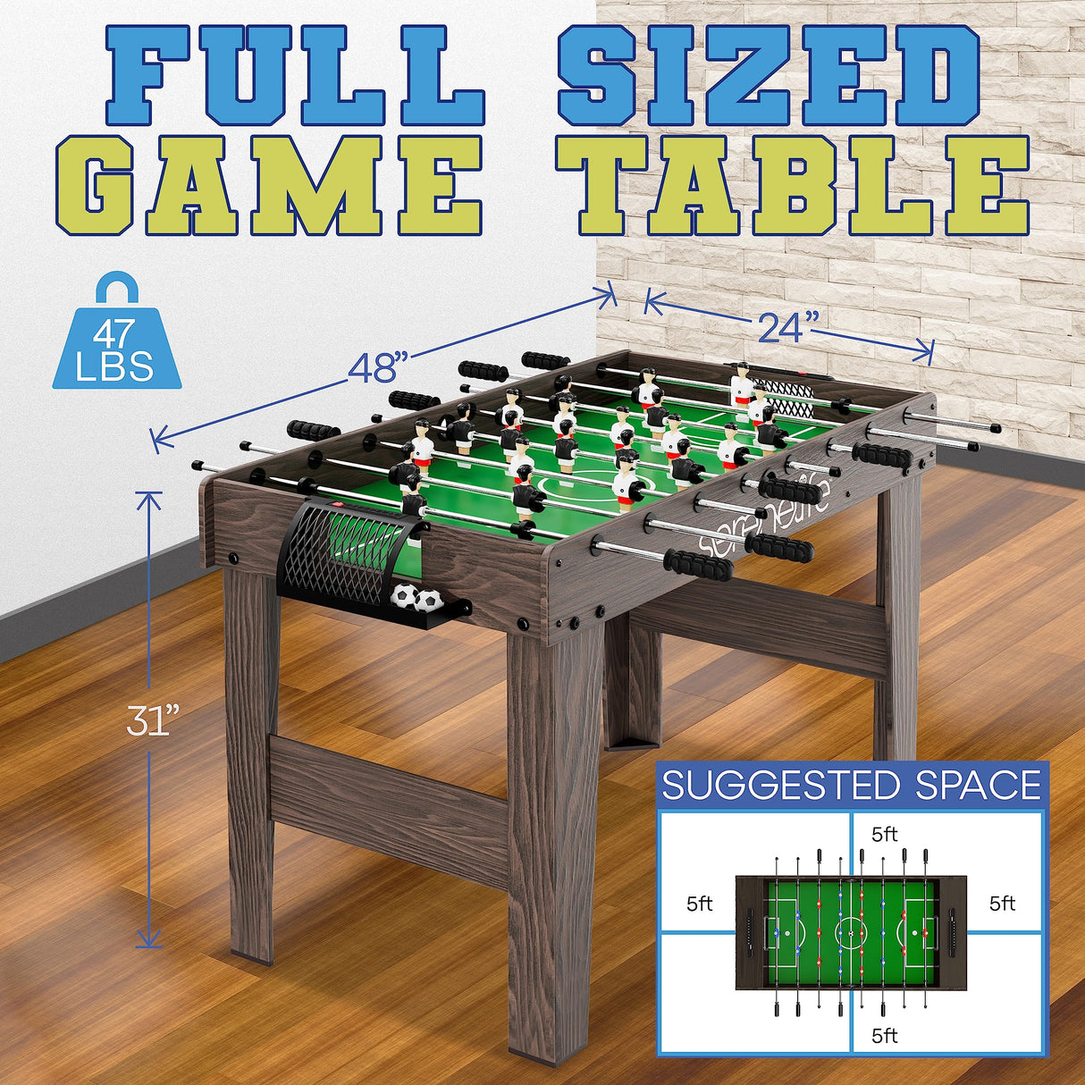 SereneLife Full Size Foosball Table, Soccer with Foose Ball Set for Home SereneLife