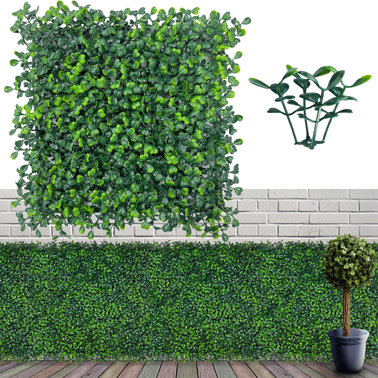 ODTORY Artificial Grass Wall Panel Backdrop,10" X 10" 12P(8.4 sqft) UV-Anti Greenery Boxwood Panels for Indoor Outdoor Green Wall Decor & Ivy Fence Covering Privacy ODTORY
