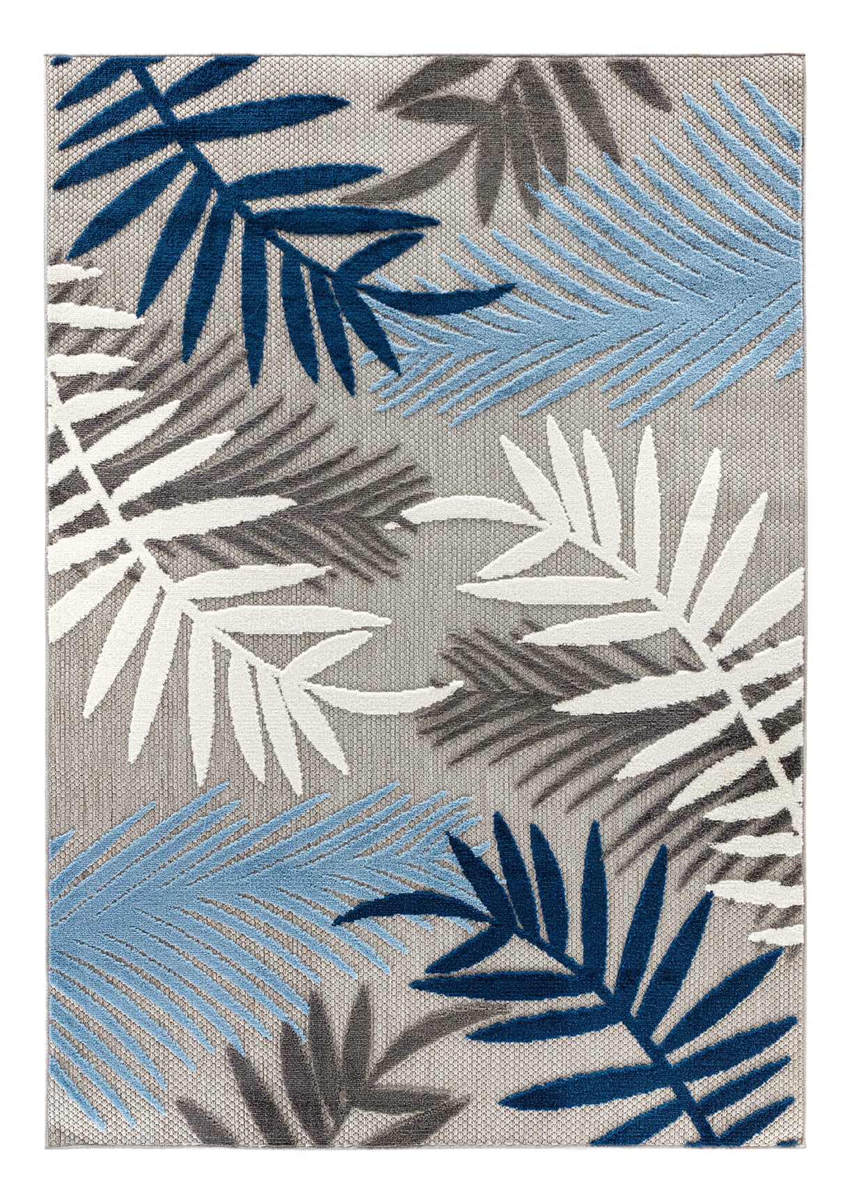 Rugshop Blue Palm Frond Indoor/Outdoor Area Rug Non-Shedding Easy Cleaning for Patio, Deck and Living Room, 5' x 7' Rugshop