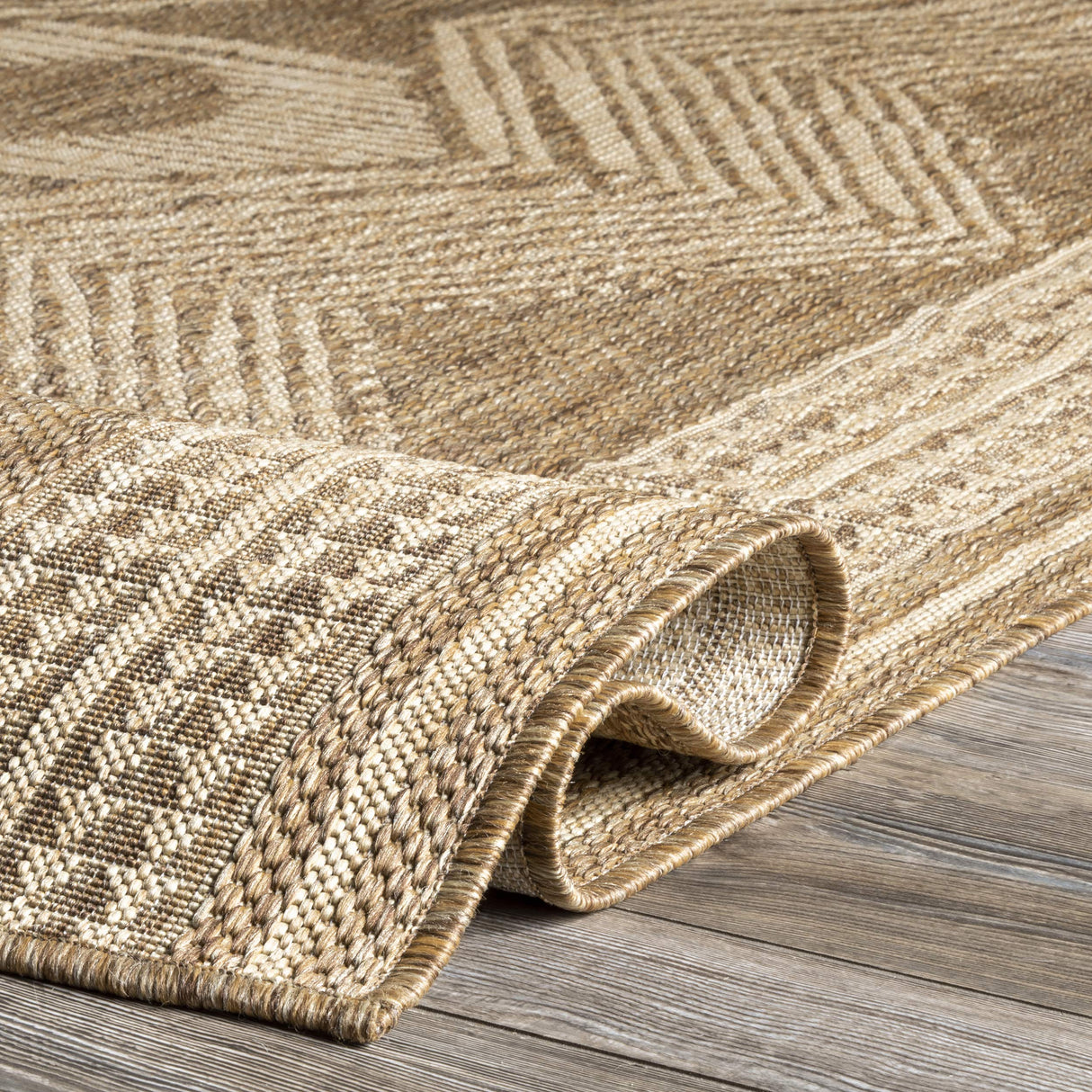 nuLOOM 4x6 Outdoor/Indoor Ranya Tribal Area Rug, Light Brown, Geometric Design, Stain Resistant, Highly Durable, For Patio, Balcony, Bedroom, Dining Room, Living Room, Bathroom nuLOOM