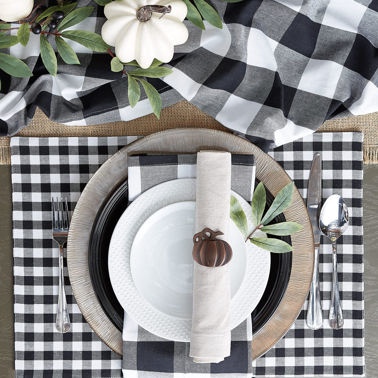 DII Buffalo Check Collection, Classic Farmhouse Table Runner, 14x72, Black & White DII