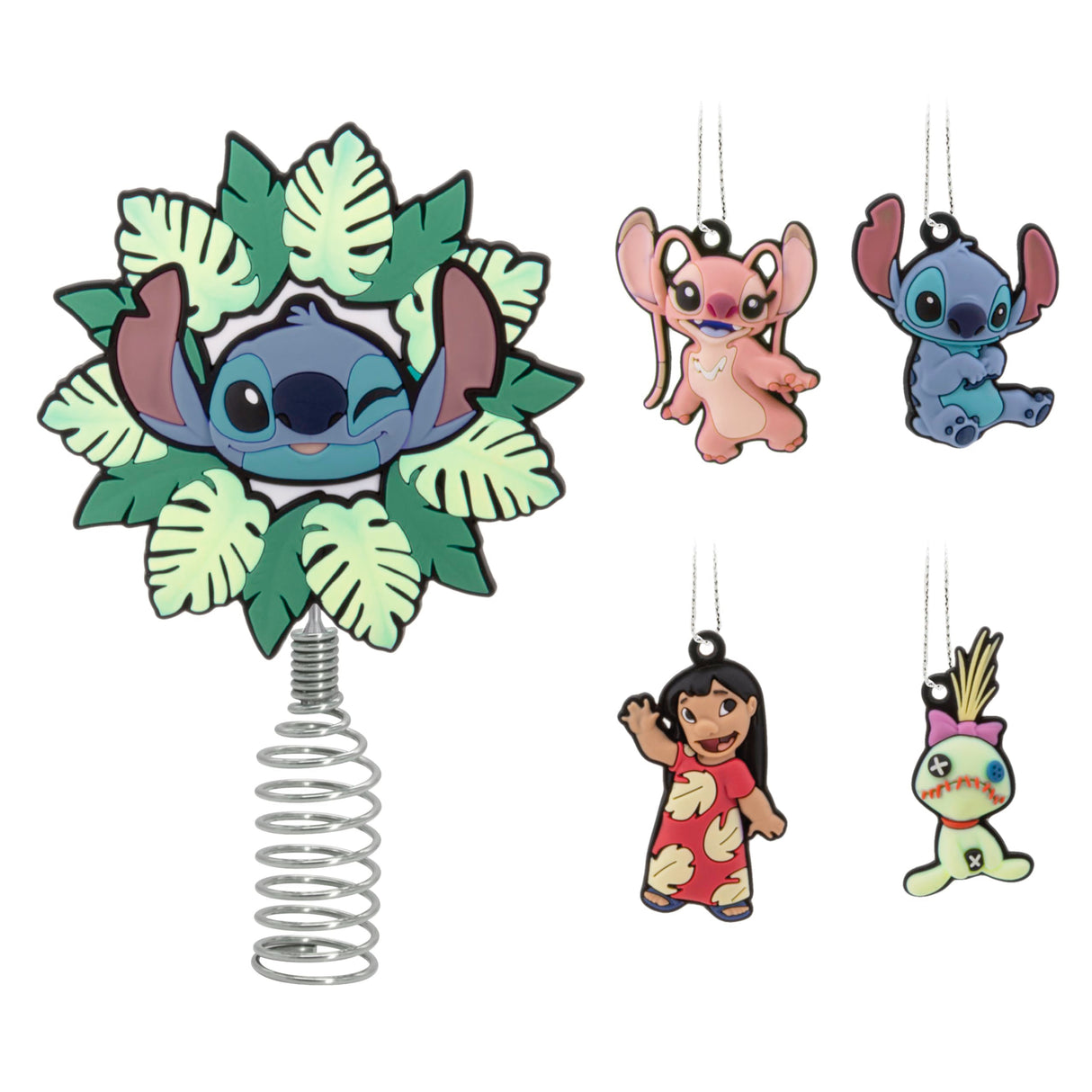 Hallmark Disney Lilo & Stitch Mini Christmas Tree Topper and Ornaments, Set of 5, Gifts for Disney Fans Hallmark