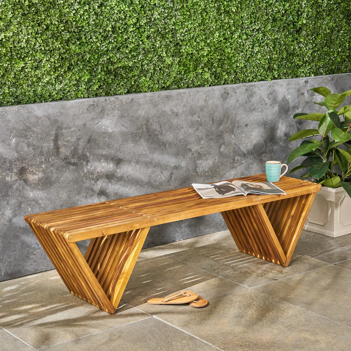 Christopher Knight Home Esme Outdoor Acacia Wood Bench, Teak Finish Christopher Knight Home