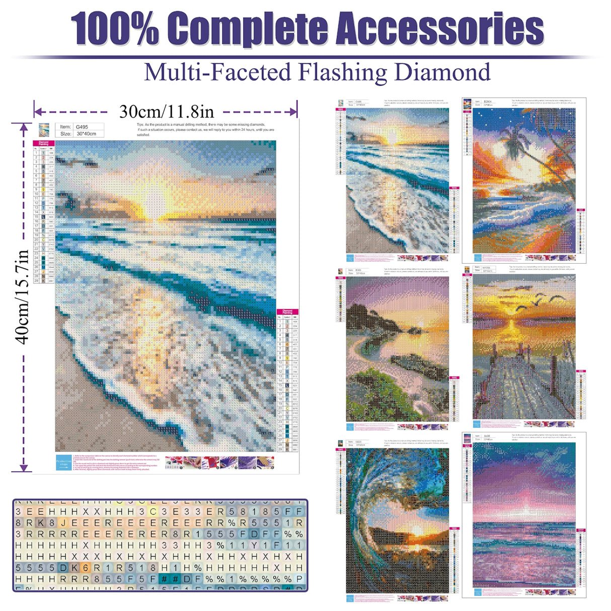 6 Pack Diamond Art Kits for Adults,DIY Beach Diamond Painting Kits Round Diamond Dots for Adults,5D Full Drill Painting Kit Art and Crafts for Adult Home Wall Decor 12 X 16inch CEUHROG